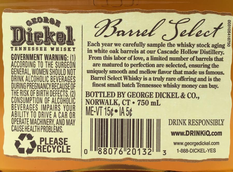 George Dickel Barrel Select Ratings And Reviews Whiskybase