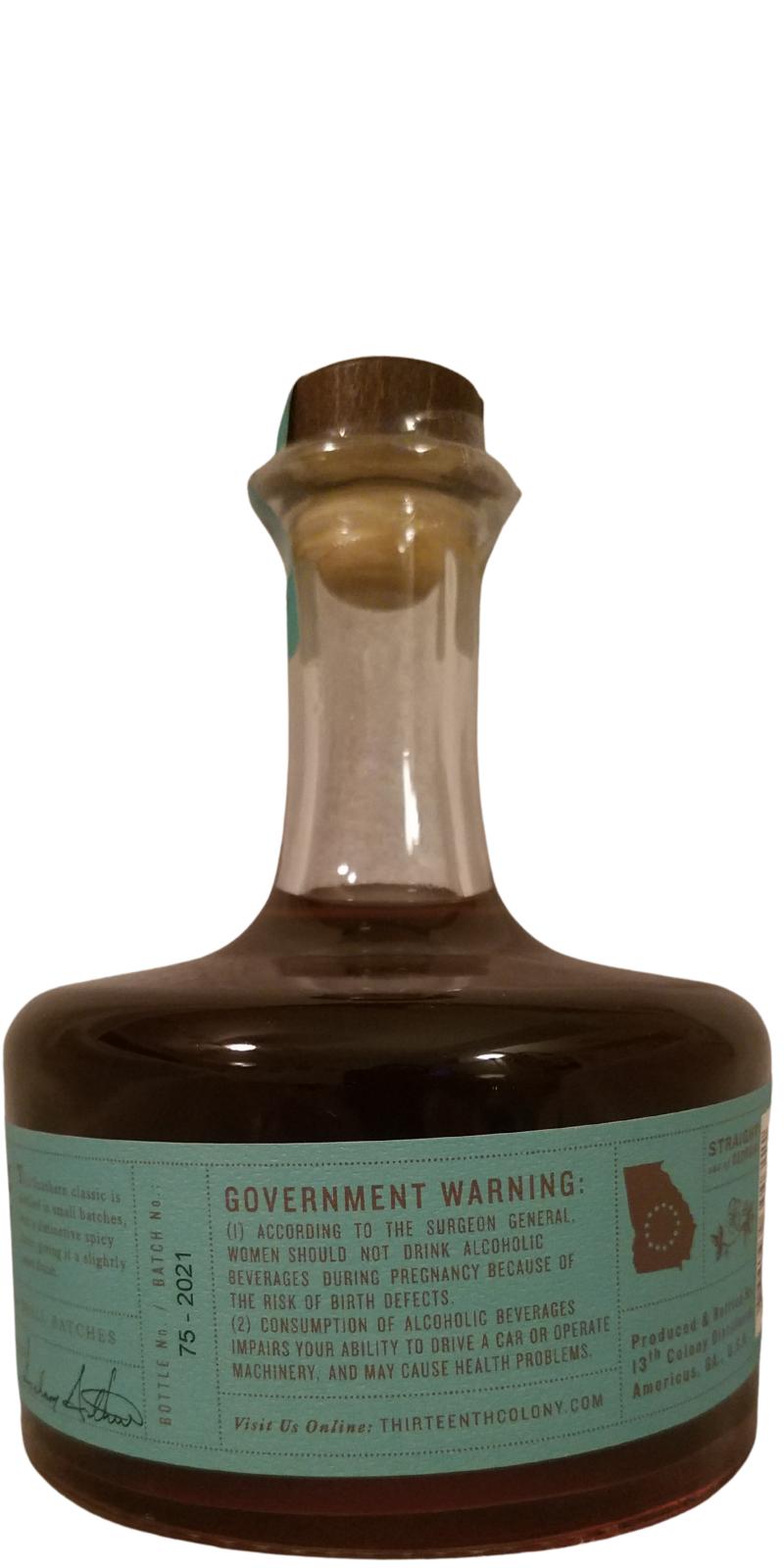 Thirteenth Colony Southern Rye Whiskey Ratings And Reviews Whiskybase