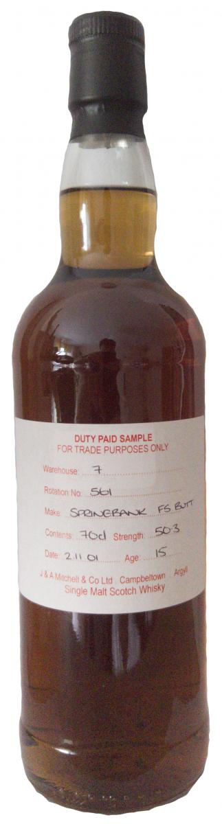 Springbank 2001 Duty Paid Sample For Trade Purposes Only Fresh Sherry Butt Rotation 561 50.3% 700ml