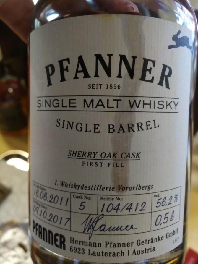 Pfanner 2011 Single Barrel 1st Fill Sherry Oak Cask 5 56.2% 500ml