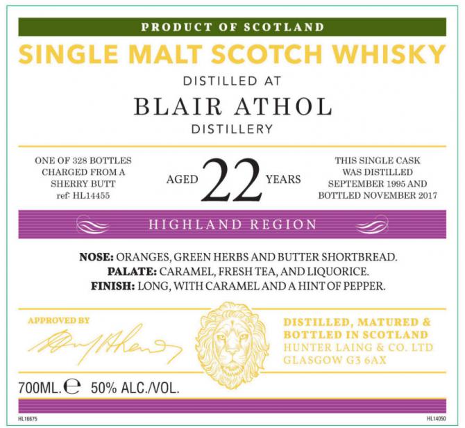 Blair Athol 1995 HL Sherry Butt 50% 700ml