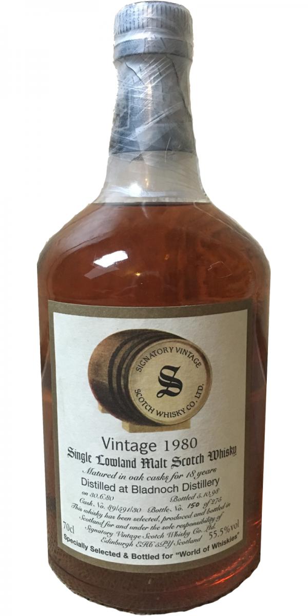 Bladnoch 1980 SV Oak Casks 89/591/30 World of Whiskies 55.5% 700ml