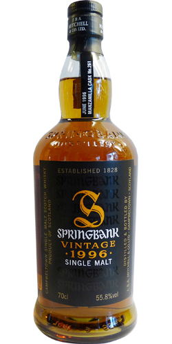 Springbank 1996 Vintage for Sweden Manzanilla Cask #261 55.8% 700ml