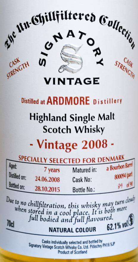 Ardmore 2008 SV Bourbon Barrel 800094 (part) Specially selected for Denmark 62.1% 700ml