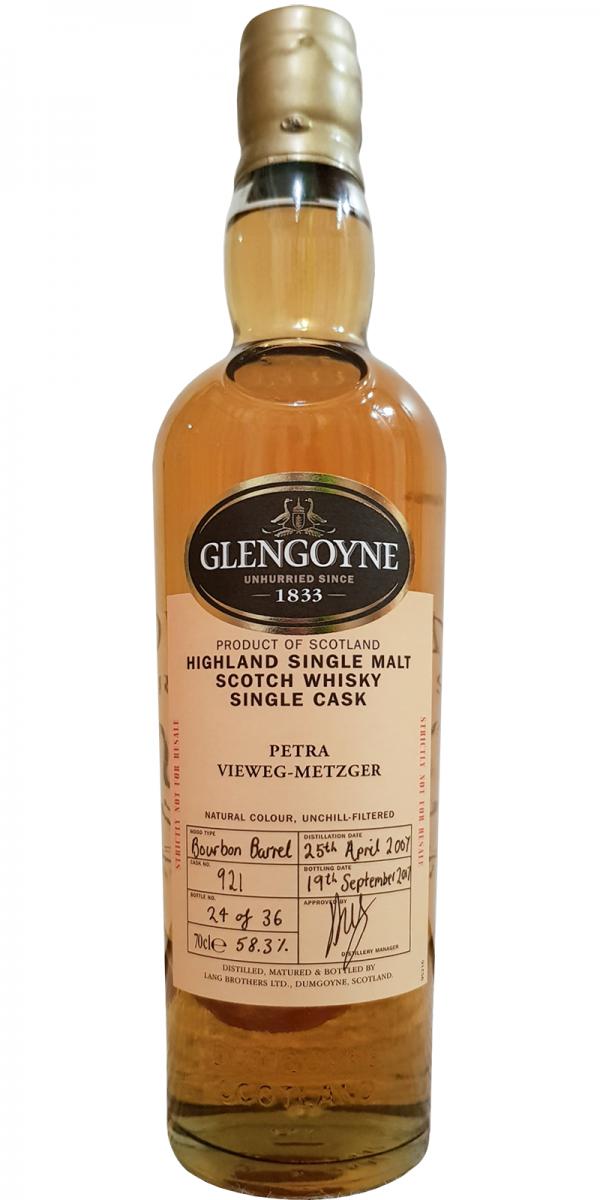 Glengoyne 2007 Single Cask Bourbon Barrel #921 Petra Vieweg-Metzger 58.3% 700ml