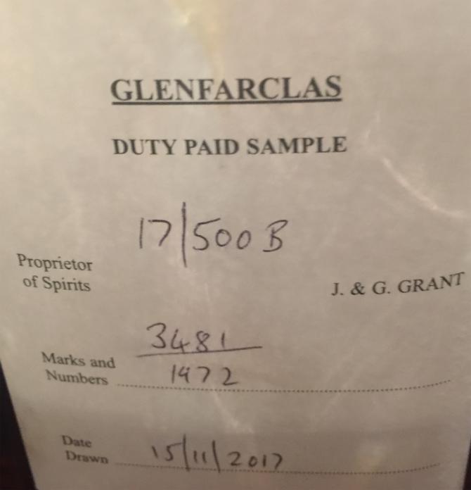 Glenfarclas 1972 Duty Paid Sample 1st fill Olorosso Sherry Butt 3481 46% 500ml