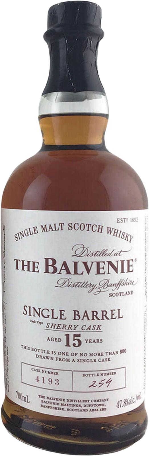 Balvenie 15yo Single Barrel Sherry Cask #4193 47.8% 700ml