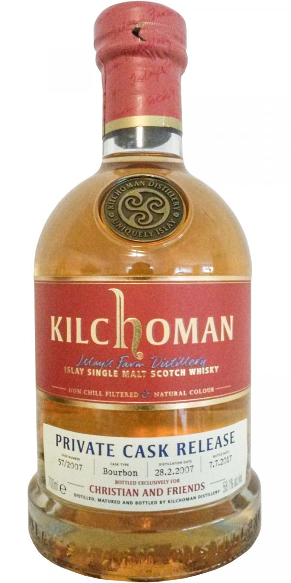 Kilchoman 2007 Private Cask Release Bourbon 57/2007 Christian and Friends 58.1% 700ml