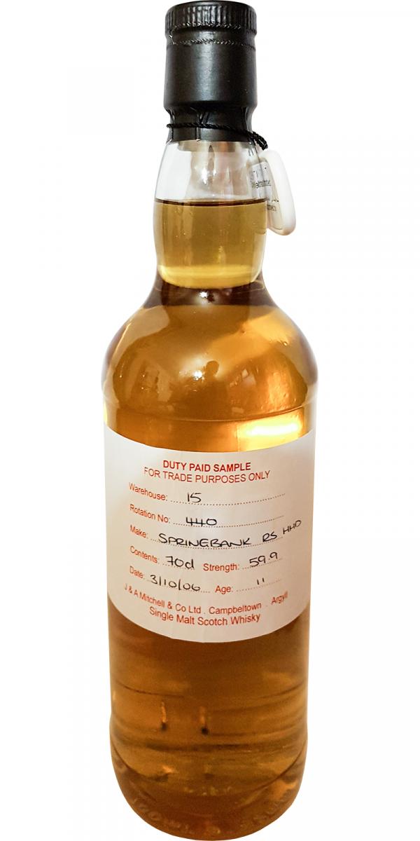 Springbank 2006 Duty Paid Sample For Trade Purposes Only Refill Sherry Hogshead Rotation 440 59.9% 700ml