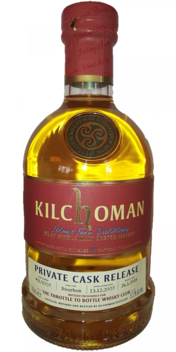 Kilchoman 2007 Private Cask Release First Fill Bourbon 431/2007 The Throttle To Bottle Whisky Club 57.2% 700ml
