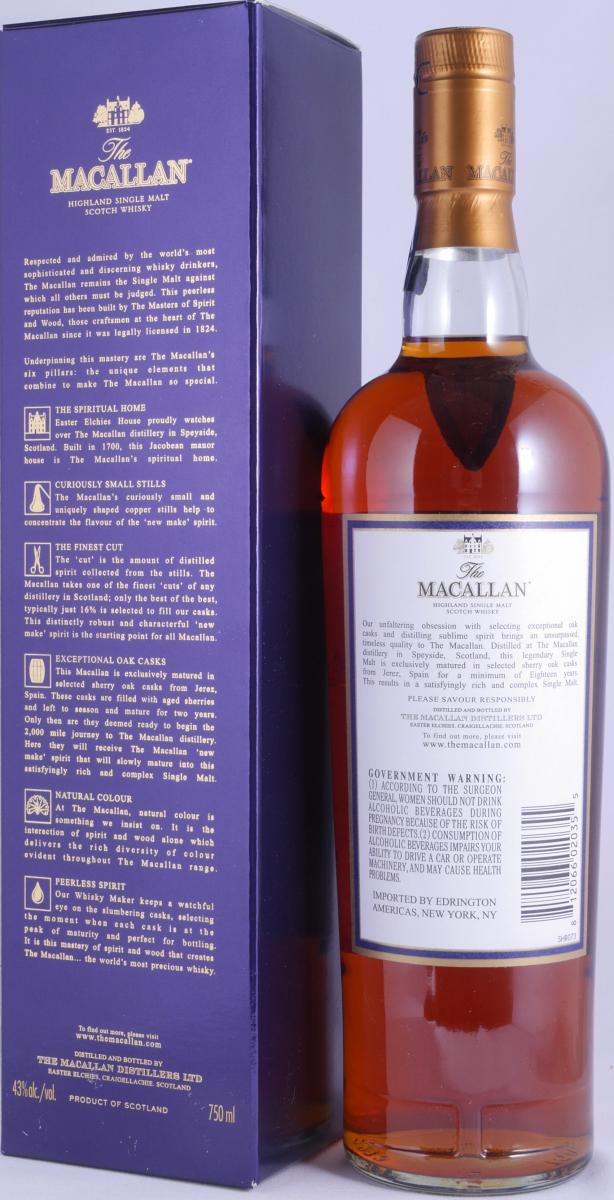 Whisky Macallan 18 ans Sherry Oak 70cl 43° - Speyside - Le Comptoir  Irlandais