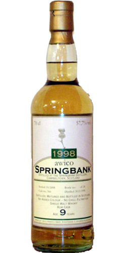 Springbank 1998 WCh Private bottling for Awico Rum Cask #366 57.7% 700ml