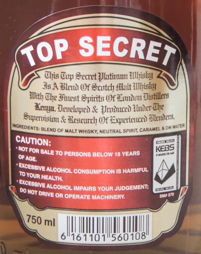 Top Secret Platinum Whisky