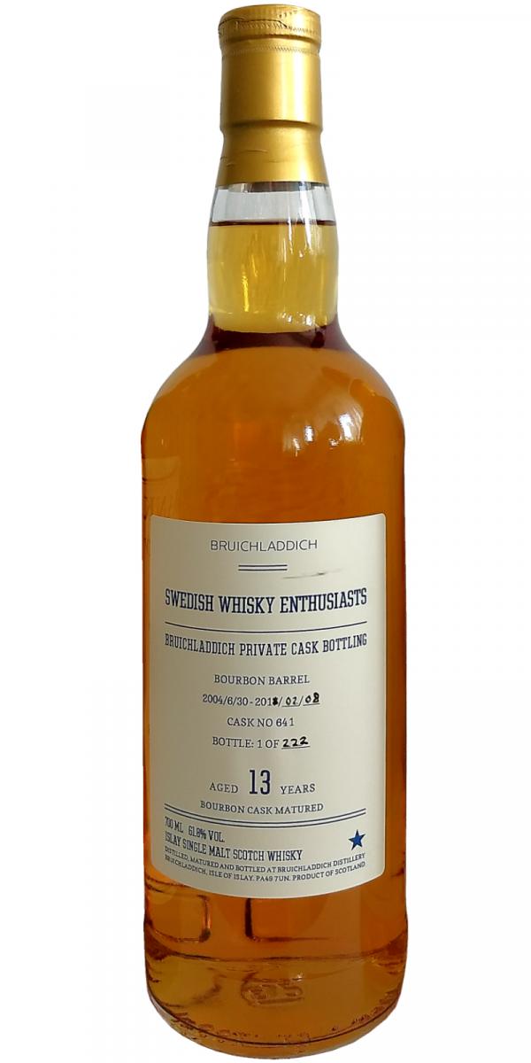Bruichladdich 2004 Private Cask Bottling Bourbon Barrel #641 Swedish Whisky Enthusiasts 61.8% 700ml