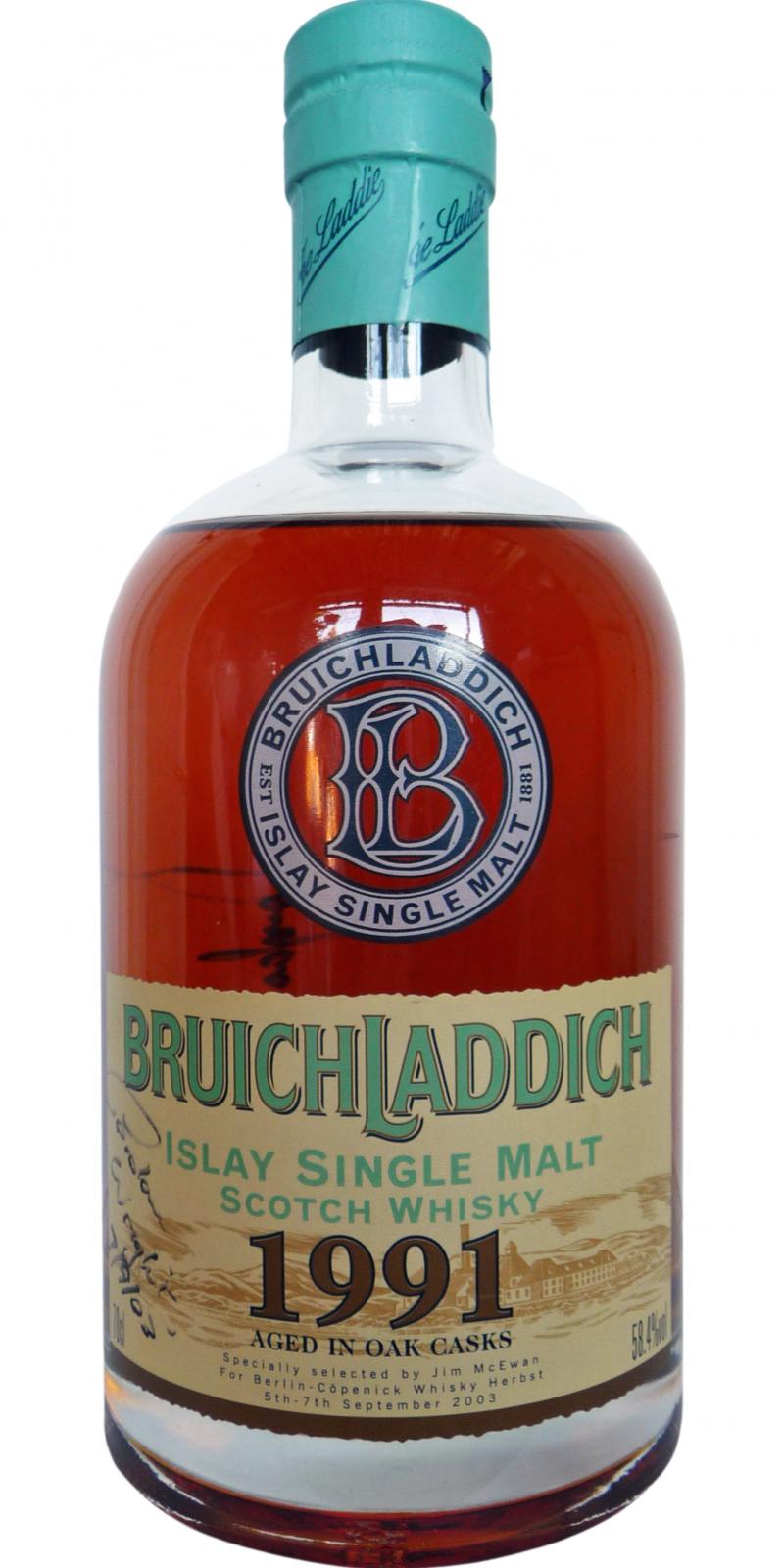 Bruichladdich 1991 for Koepenick 2003 58.4% 700ml
