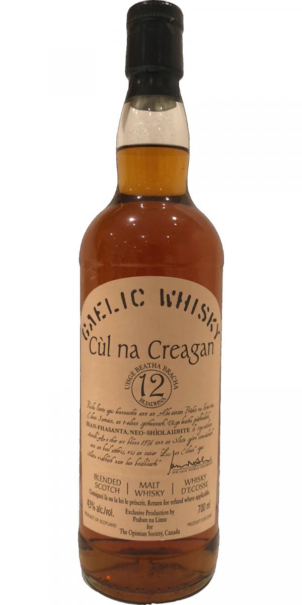 Cul na Creagan 12yo Uisge Beatha Bracha Gaelic Whisky The Opinion Society Canada 43% 700ml
