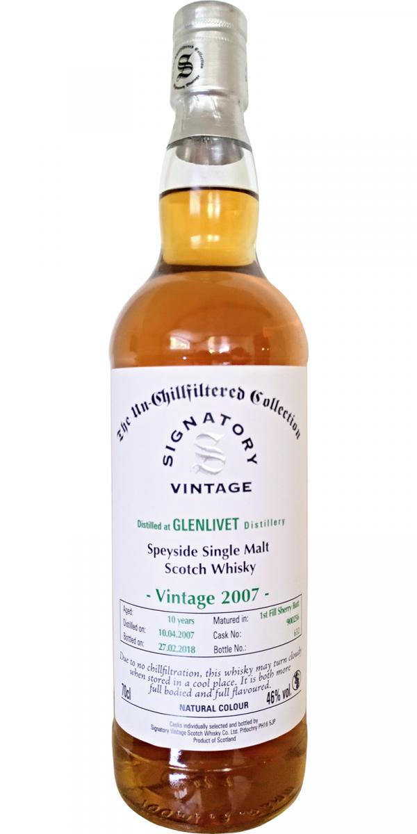 Glenlivet 2007 SV The Un-Chillfiltered Collection 1st Fill Sherry Butt #900256 46% 700ml