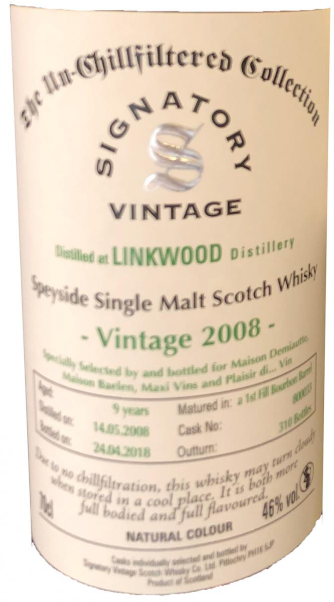 Linkwood 2008 SV First Fill Bourbon Barrel #800033 46% 700ml
