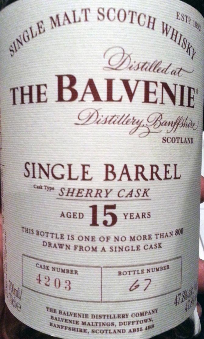 Balvenie 15yo Sherry Cask #4203 47.8% 700ml
