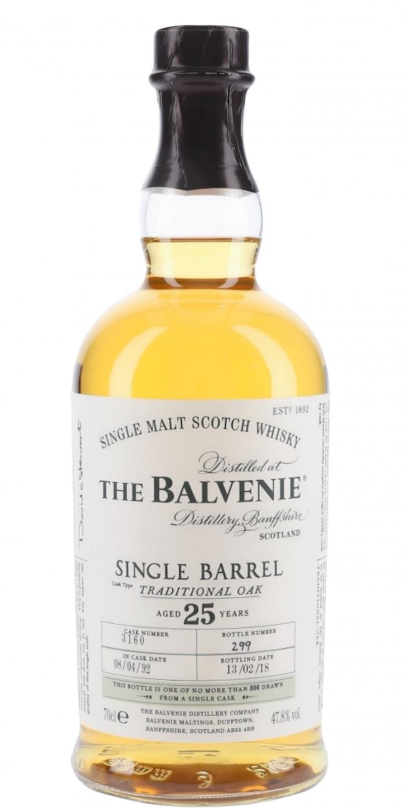 balvenie 25 yr single barrel old traditional oak cask)