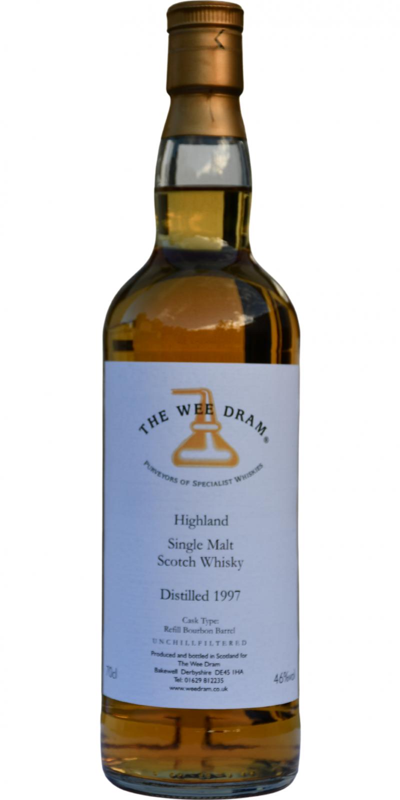 Highland Malt Scotch Whisky 1997 TWD Refill Bourbon Barrel The Wee Dram Bakewell 46% 700ml
