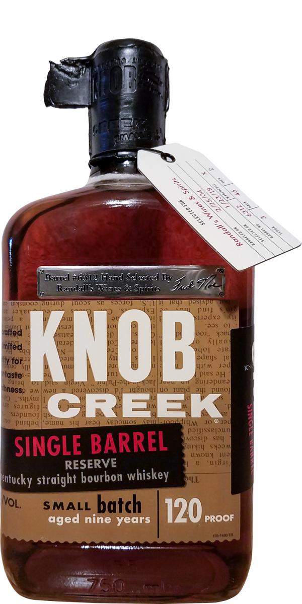 Knob Creek Single Barrel Reserve Small Batch New Charred American Oak #6312 Randall's Wine and Spirits 60% 750ml