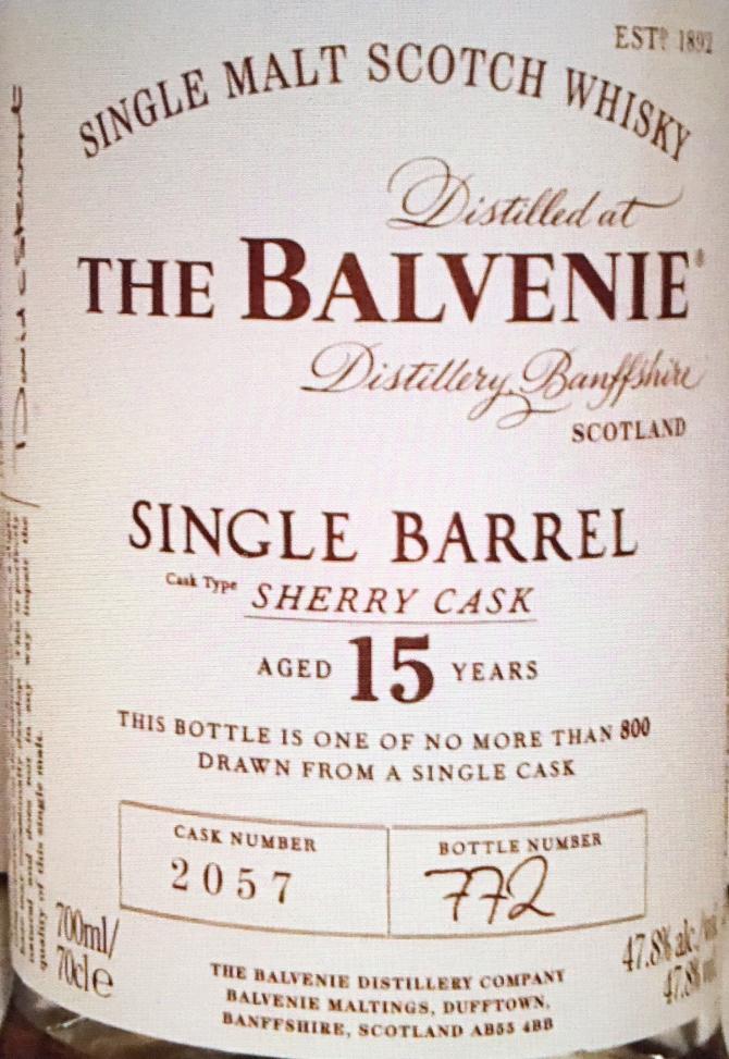 Balvenie 15yo Single Barrel Sherry Cask Sherry 2057 47.8% 700ml