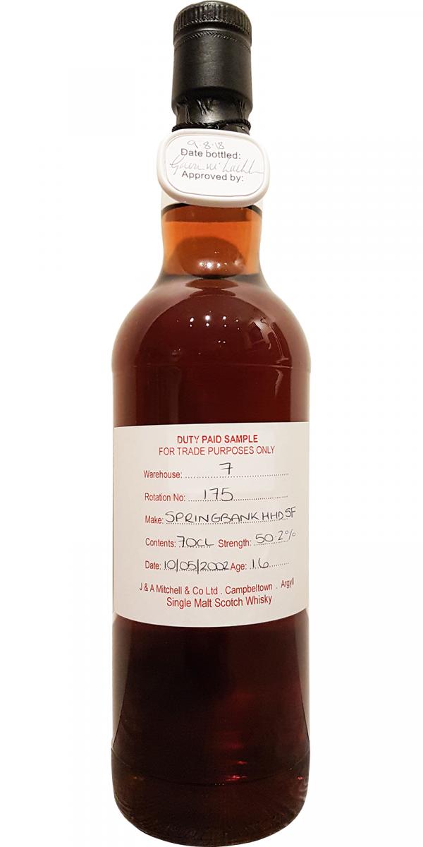 Springbank 2002 Duty Paid Sample For Trade Purposes Only 1st Fill Sherry Hogshead Rotation 175 50.2% 700ml