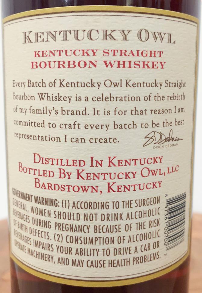 Kentucky Owl Kentucky Straight Bourbon Whiskey