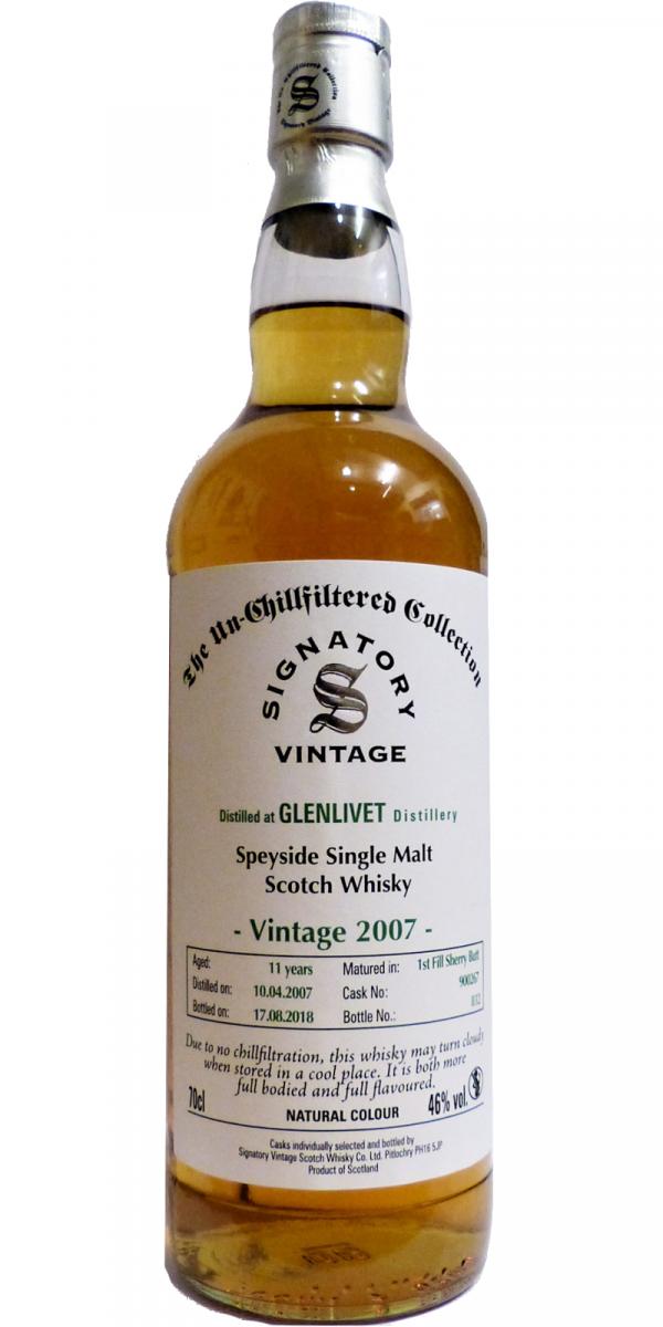 Glenlivet 2007 SV The Un-Chillfiltered Collection 1st Fill Sherry Butt #900267 46% 700ml