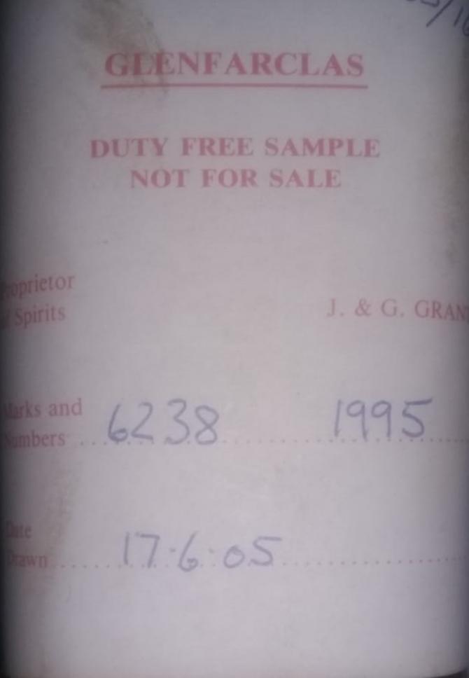 Glenfarclas 1995 Duty Paid Sample 6238 59.7% 500ml
