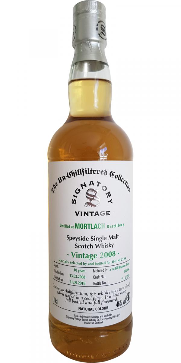 Mortlach 2008 SV The Un-Chillfiltered Collection 1st Fill Bourbon Barrel #800104 46% 700ml