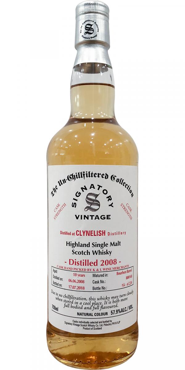 Clynelish 2008 SV The Un-Chillfiltered Collection Cask Strength Bourbon Barrel #800140 K&L Wine Merchants 57.9% 750ml
