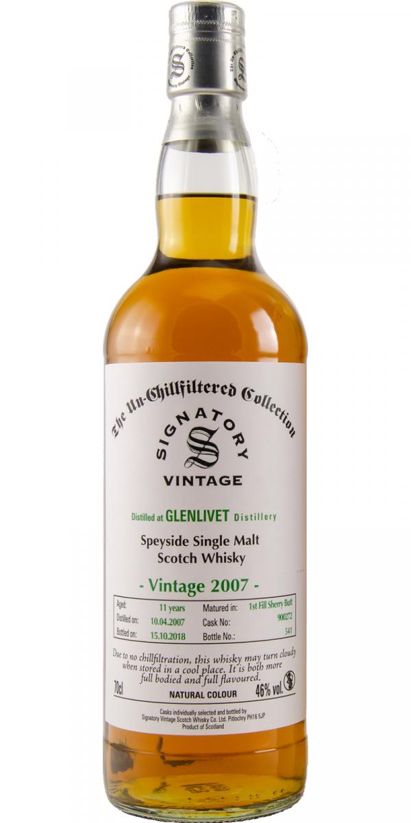 Glenlivet 2007 SV The Un-Chillfiltered Collection 1st Fill Sherry Butt #900272 46% 700ml