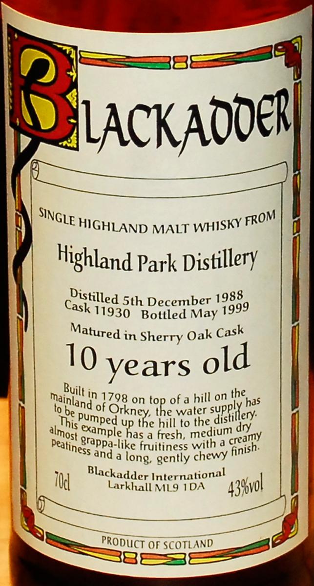 Highland Park 1988 BA Sherry Oak Cask 11930 43% 700ml