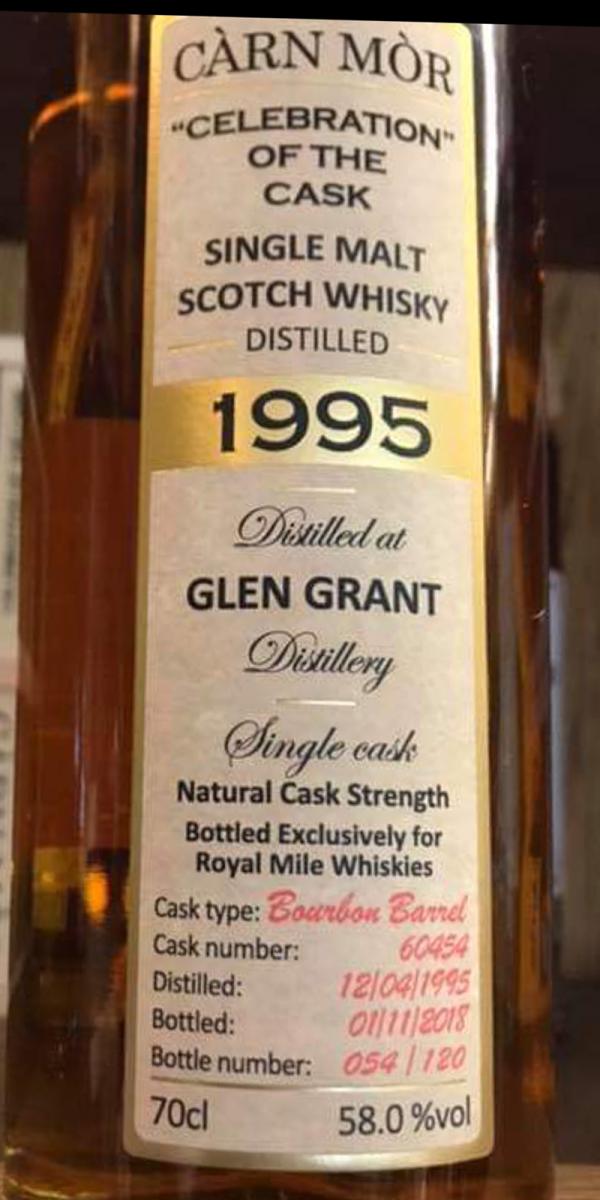 Glen Grant 1995 MMcK Bourbon Barrel #60454 Royal Mile Whiskies Exclusive 58% 700ml