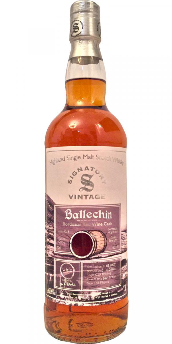 Ballechin 2007 SV Bordeaux Red Wine Cask #219 60.1% 700ml