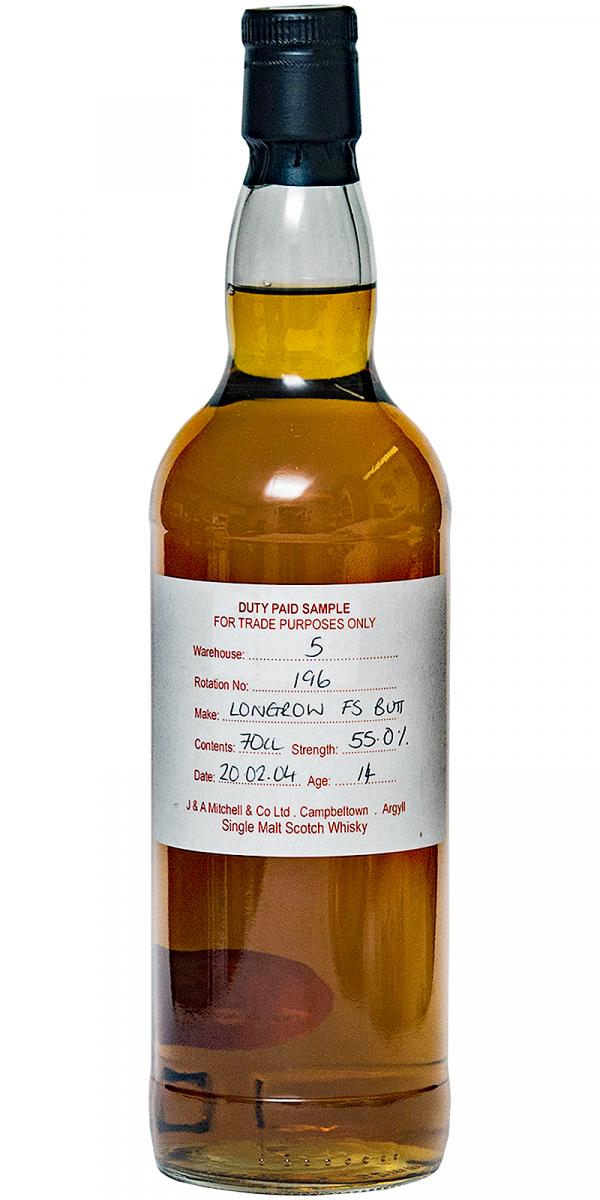 Longrow 2004 Duty Paid Sample For Trade Purposes Only Fresh Sherry Butt Rotation 196 55% 700ml