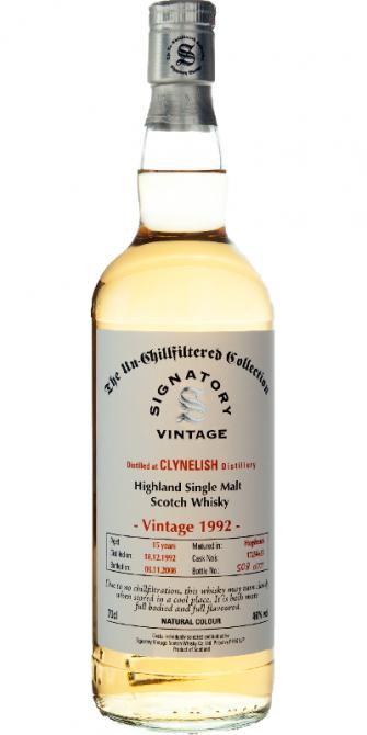 Clynelish 1992 SV The Un-Chillfiltered Collection 17254 + 55 46% 700ml