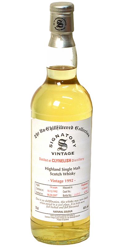 Clynelish 1992 SV The Un-Chillfiltered Collection 17244 + 45 46% 700ml