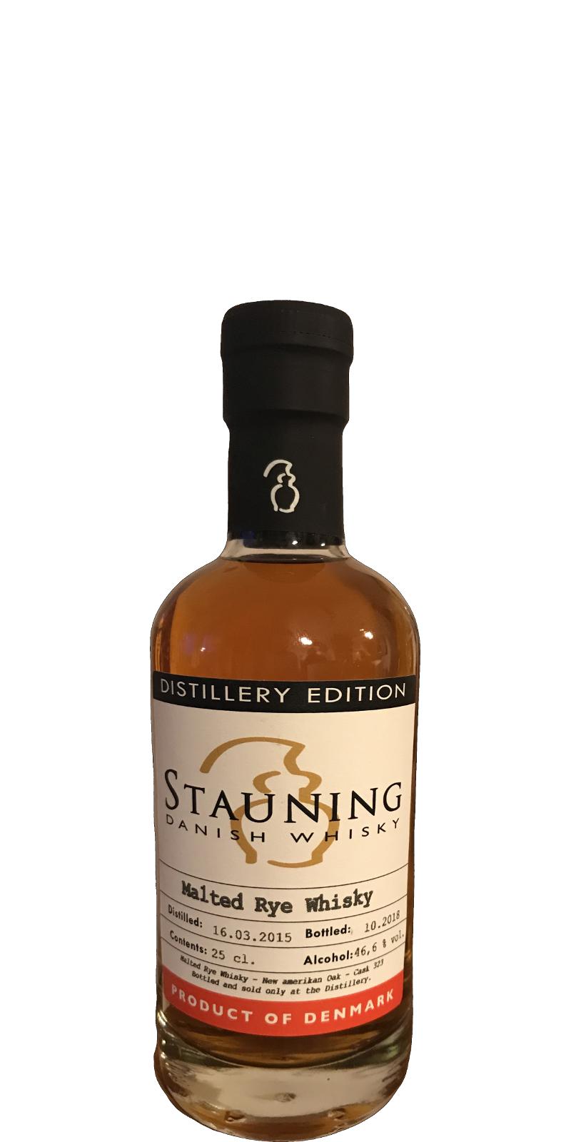 Stauning 2015 Distillery Edition Malted Rye Whisky Virgin Oak 323 Distillery Edition 46.6% 250ml