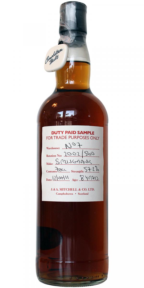 Springbank 2002 Duty Paid Sample For Trade Purposes Only Sherry Rotation 560 57.2% 700ml