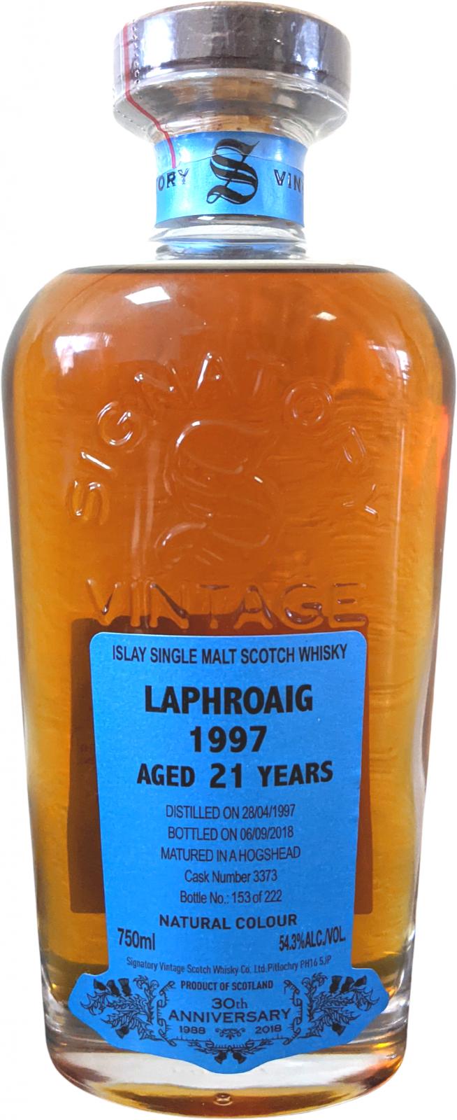Laphroaig 1997 SV 30th Anniversary #3373 54.3% 750ml
