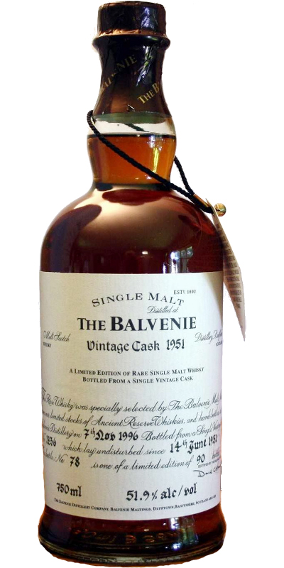 Balvenie 1951 Vintage Cask #1236 51.9% 750ml