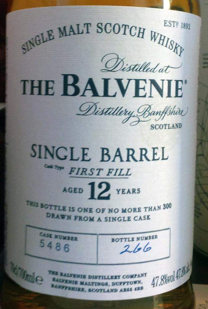 Balvenie 12yo First Fill Ex-Bourbon Barrel #5486 47.8% 700ml