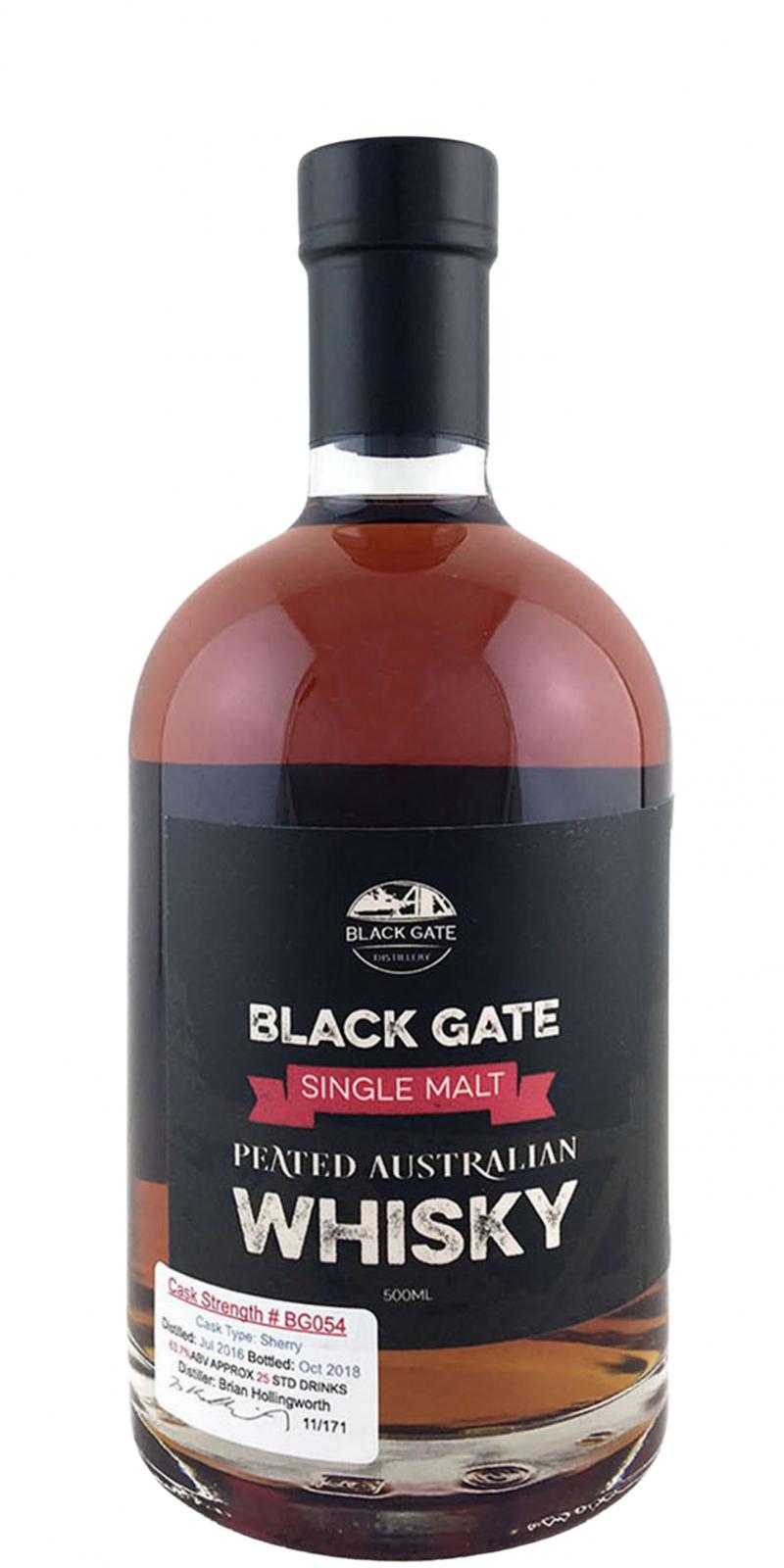 Black Gate 2016 Peated Australian Whisky Sherry Cask BG054 63.7% 500ml