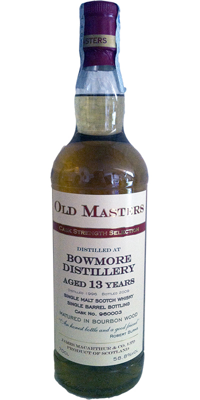 Bowmore 1996 JM Old Masters Cask Strength Selection Bourbon Wood #960003 58.8% 700ml