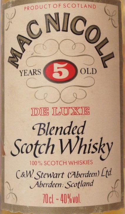 Mac Nicoll 5yo CWSL De Luxe Blended Scotch Whisky 40% 700ml