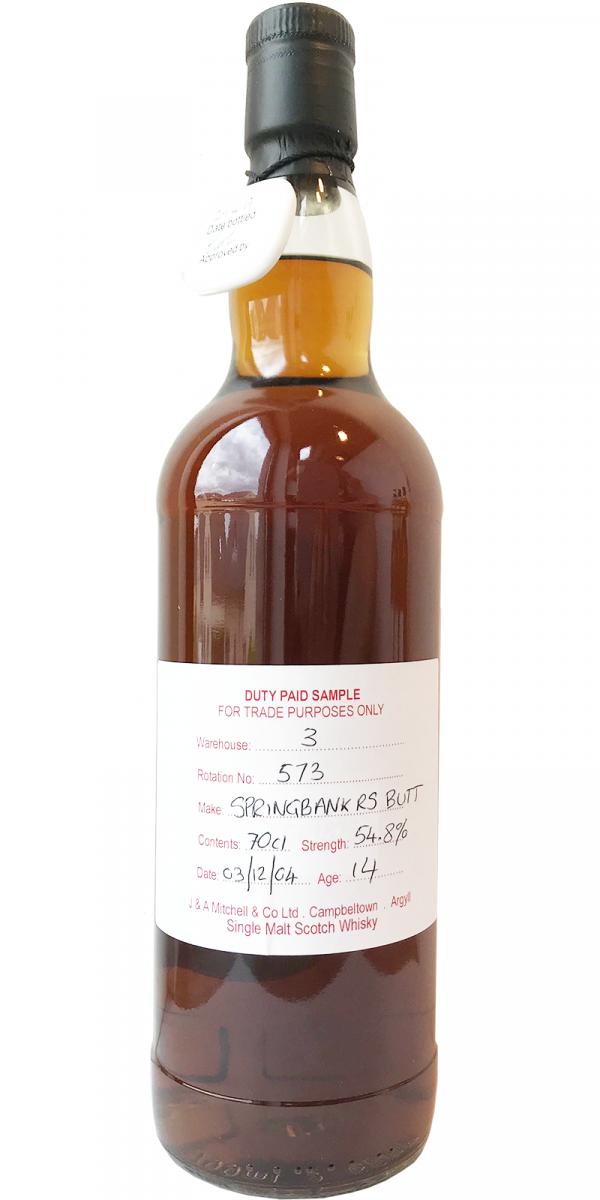 Springbank 2004 Duty Paid Sample For Trade Purposes Only Refill Sherry Butt Rotation 573 54.8% 700ml