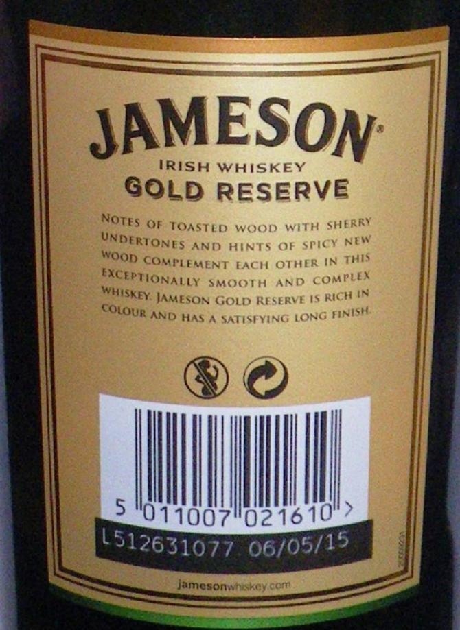 Jameson Gold Reserve - Ratings And Reviews - Whiskybase